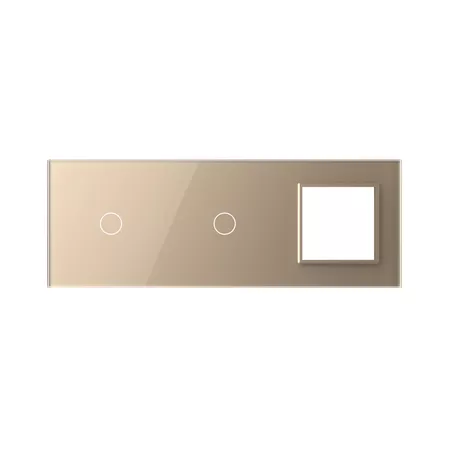 Рамка для сенсорных выключателей тройная, 2 клавиши, 1 розетка (1-1-0) золотая
